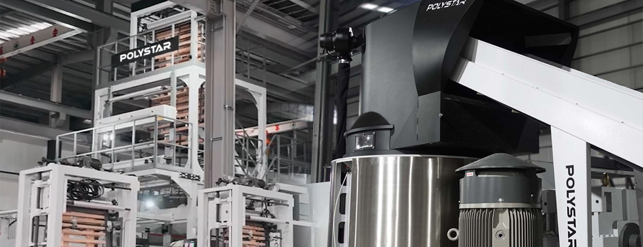 Integrated plastic recycling machine and blown film extruder solutions for simple operation Integrated plastic recycling machine and blown film extruder solutions for simple operation